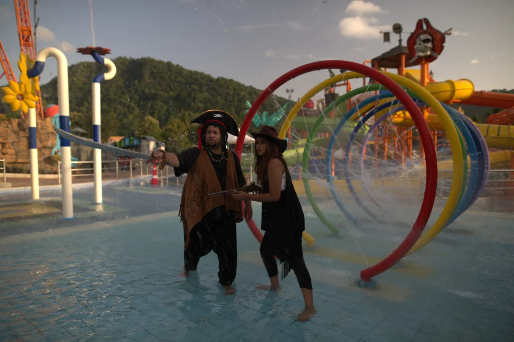 Rainbow Rings splash feature at Silver Storm, Athirapally