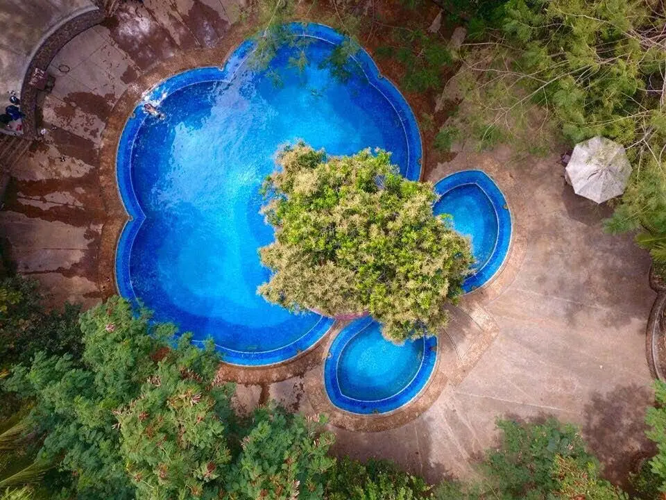 Aerial view of the pool at Chitravana, Mysore