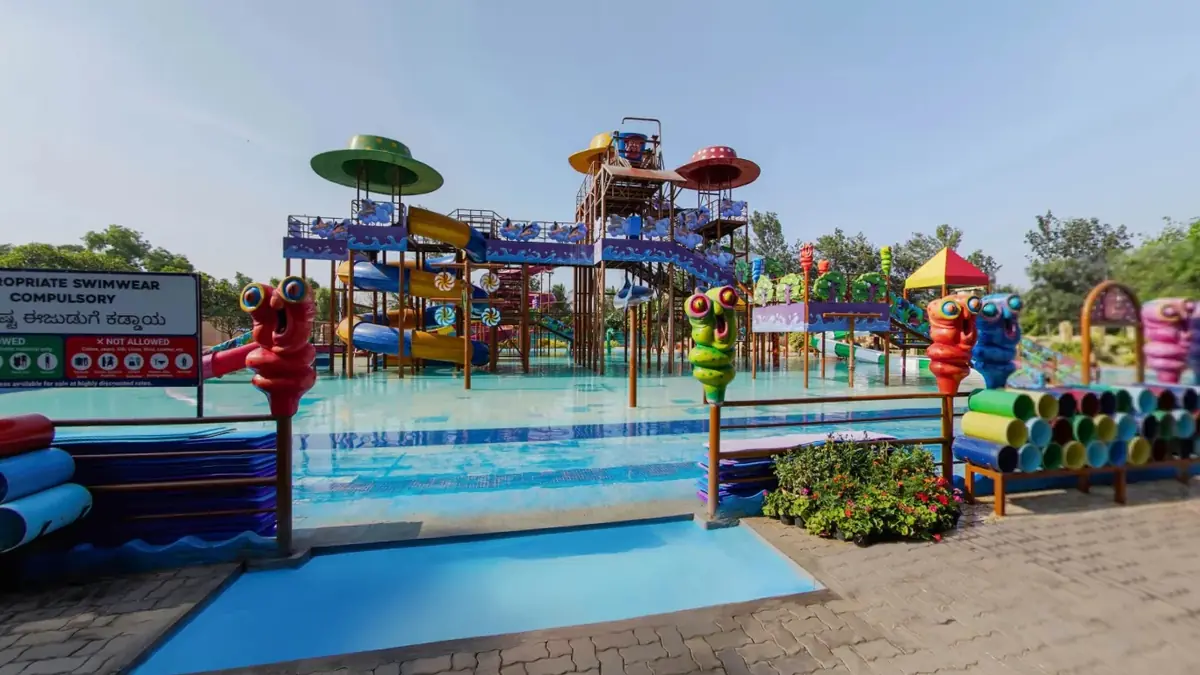 Multi-lane slides at GRS Fantasy Park, Mysuru
